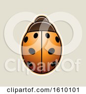 Clipart Of A Cartoon Styled Orange Ladybug Icon On A Beige Background Royalty Free Vector Illustration