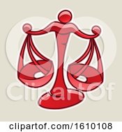 Poster, Art Print Of Cartoon Styled Red Libra Scales Icon On A Beige Background