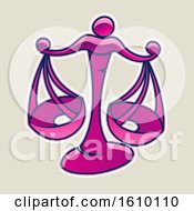 Clipart Of A Cartoon Styled Magenta Libra Scales Icon On A Beige Background Royalty Free Vector Illustration
