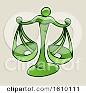 Poster, Art Print Of Cartoon Styled Green Libra Scales Icon On A Beige Background