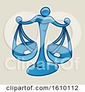 Poster, Art Print Of Cartoon Styled Blue Libra Scales Icon On A Beige Background