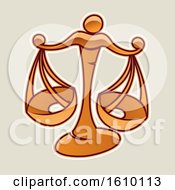 Clipart Of A Cartoon Styled Orange Libra Scales Icon On A Beige Background Royalty Free Vector Illustration