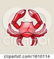 Poster, Art Print Of Cartoon Styled Red Cancer Crab Icon On A Beige Background