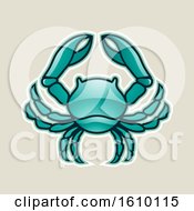Poster, Art Print Of Cartoon Styled Persian Green Cancer Crab Icon On A Beige Background