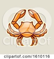 Poster, Art Print Of Cartoon Styled Orange Cancer Crab Icon On A Beige Background