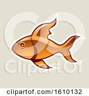 Poster, Art Print Of Cartoon Styled Orange Fish Icon On A Beige Background