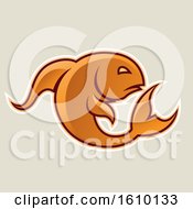 Poster, Art Print Of Cartoon Styled Orange Jumping Fish Icon On A Beige Background