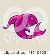 Poster, Art Print Of Cartoon Styled Magenta Jumping Fish Icon On A Beige Background