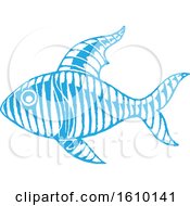 Poster, Art Print Of Sketched Blue Fish