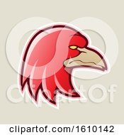 Poster, Art Print Of Cartoon Styled Red Profiled Eagle Mascot Head Icon On A Beige Background