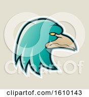 Poster, Art Print Of Cartoon Styled Persian Green Profiled Eagle Mascot Head Icon On A Beige Background