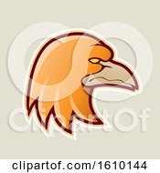 Poster, Art Print Of Cartoon Styled Orange Profiled Eagle Mascot Head Icon On A Beige Background