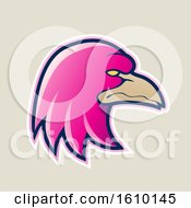 Poster, Art Print Of Cartoon Styled Magenta Profiled Eagle Mascot Head Icon On A Beige Background