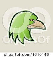 Poster, Art Print Of Cartoon Styled Green Profiled Eagle Mascot Head Icon On A Beige Background