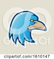 Poster, Art Print Of Cartoon Styled Blue Profiled Eagle Mascot Head Icon On A Beige Background