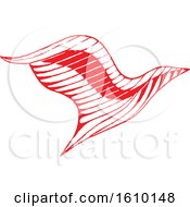 Clipart Of A Sketched Red Eagle Royalty Free Vector Illustration
