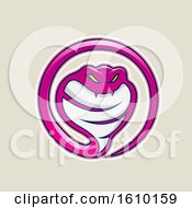 Cartoon Styled Magenta Cobra Snake Icon On A Beige Background