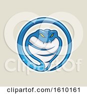 Cartoon Styled Blue Cobra Snake Icon On A Beige Background