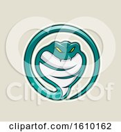 Cartoon Styled Persian Green Cobra Snake Icon On A Beige Background