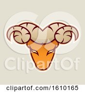 Poster, Art Print Of Cartoon Styled Orange Ram Mascot Head Icon On A Beige Background