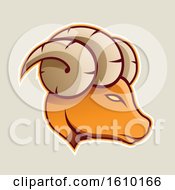 Poster, Art Print Of Cartoon Styled Profiled Orange Ram Mascot Head Icon On A Beige Background