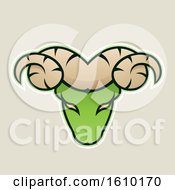 Poster, Art Print Of Cartoon Styled Green Ram Mascot Head Icon On A Beige Background