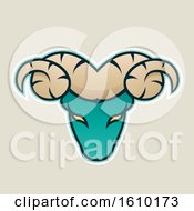 Clipart Of A Cartoon Styled Persian Green Ram Mascot Head Icon On A Beige Background Royalty Free Vector Illustration by cidepix