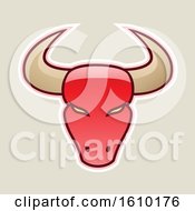 Poster, Art Print Of Cartoon Styled Red Bull Head Icon On A Beige Background