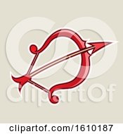 Poster, Art Print Of Cartoon Styled Red Bow And Arrow Icon On A Beige Background