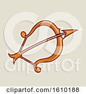 Poster, Art Print Of Cartoon Styled Orange Bow And Arrow Icon On A Beige Background
