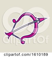 Poster, Art Print Of Cartoon Styled Magenta Bow And Arrow Icon On A Beige Background