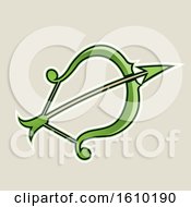 Poster, Art Print Of Cartoon Styled Green Bow And Arrow Icon On A Beige Background