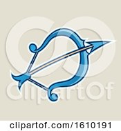 Poster, Art Print Of Cartoon Styled Blue Bow And Arrow Icon On A Beige Background