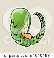 Clipart Of A Cartoon Styled Green Haired Virgo Icon On A Beige Background Royalty Free Vector Illustration