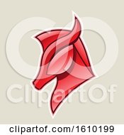 Clipart Of A Cartoon Styled Red Horse Head Icon On A Beige Background Royalty Free Vector Illustration by cidepix