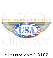 Circle Of Stars And Stripes Around The Usa Made In The United States With Wings And Text Reading God Bless America