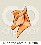 Poster, Art Print Of Cartoon Styled Orange Horse Head Icon On A Beige Background