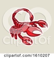 Poster, Art Print Of Cartoon Styled Red Scorpio Scorpion Icon On A Beige Background