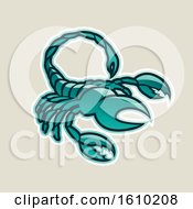 Clipart Of A Cartoon Styled Persian Green Scorpio Scorpion Icon On A Beige Background Royalty Free Vector Illustration by cidepix