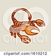 Clipart Of A Cartoon Styled Orange Scorpio Scorpion Icon On A Beige Background Royalty Free Vector Illustration by cidepix