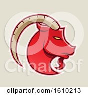 Poster, Art Print Of Cartoon Styled Red Goat Icon On A Beige Background