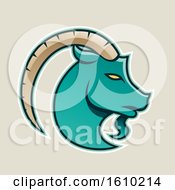 Poster, Art Print Of Cartoon Styled Persian Green Goat Icon On A Beige Background