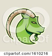 Poster, Art Print Of Cartoon Styled Green Goat Icon On A Beige Background