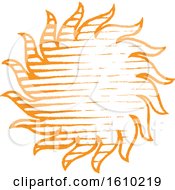 Clipart Of A Sketched Orange Sun Royalty Free Vector Illustration by cidepix