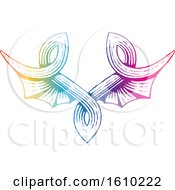 Clipart Of Sketched Colorful Wings Royalty Free Vector Illustration by cidepix