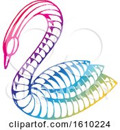 Clipart Of A Sketched Colorful Swan Royalty Free Vector Illustration