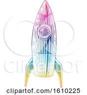 Clipart Of A Sketched Colorful Rocket Royalty Free Vector Illustration