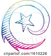 Clipart Of A Sketched Colorful Spiraling Shooting Star Royalty Free Vector Illustration by cidepix