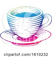 Poster, Art Print Of Sketched Colorful Coffee Cup And Saucer