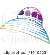 Clipart Of A Sketched Colorful Flying Saucer Royalty Free Vector Illustration by cidepix